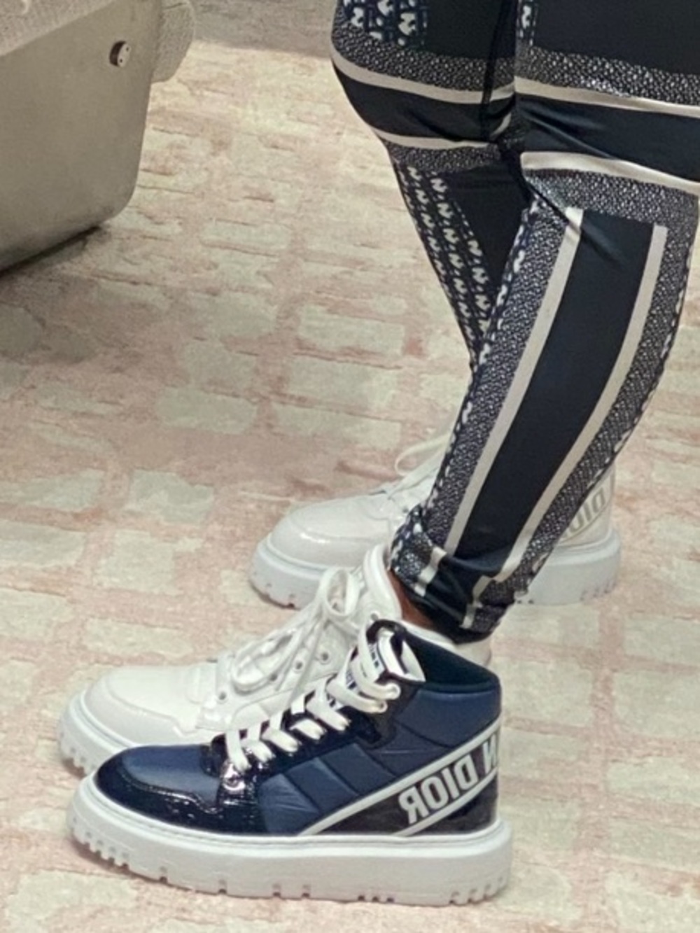 Dior Limited Edition Navy High-Top Sneakers Size 37 Full Set